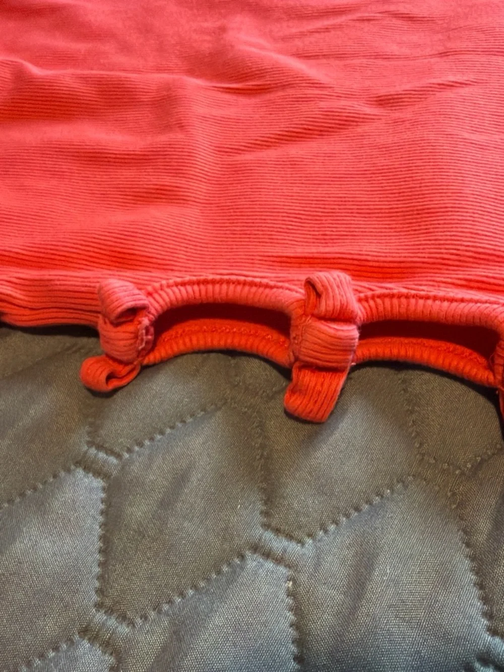 Zara Red Ribbed Short Sleeve Tee with Side Tie Cutouts